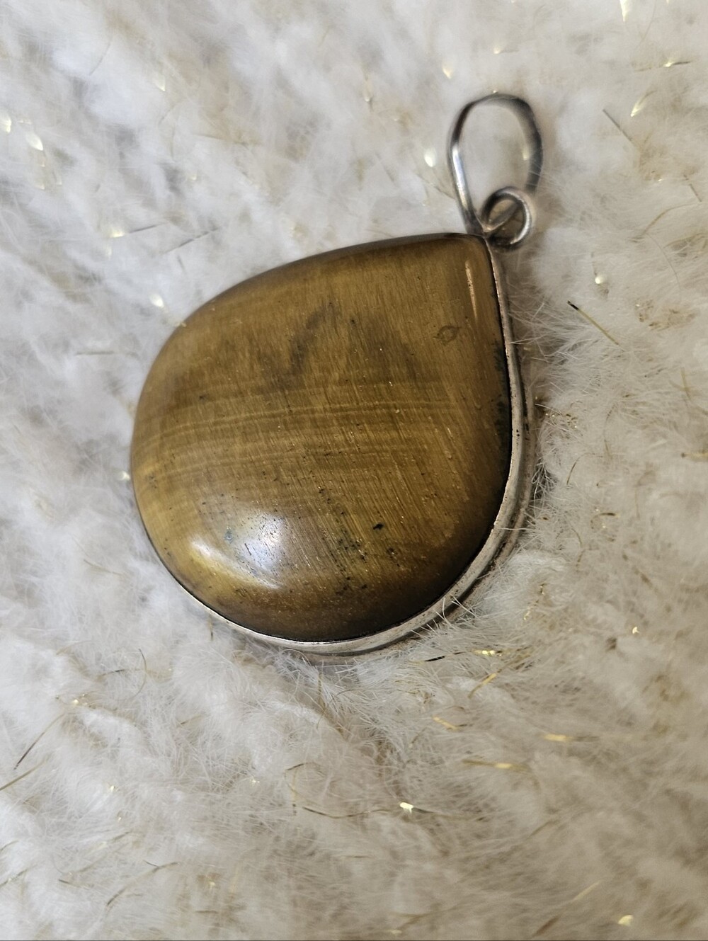 Teardrop Tiger's Eye Stone Pendant in Warm Brown